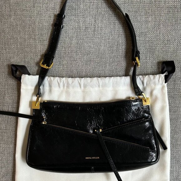 Manu Atelier - Three Zipped Baguette Black High Gloss - Picture 2 of 6